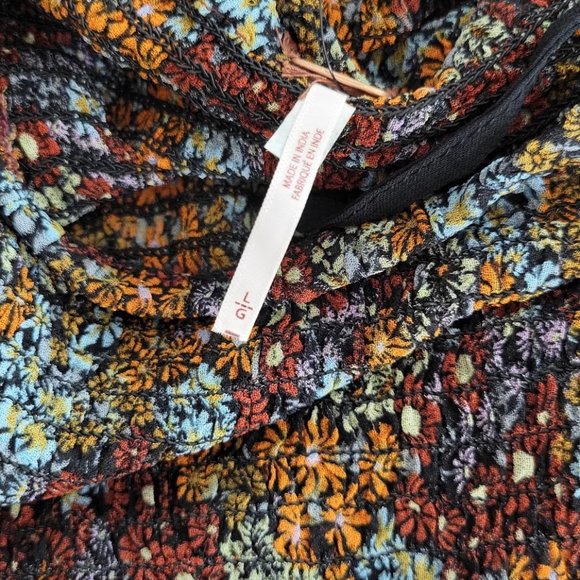 FREE PEOPLE Smocked Puff Sleeve Crop Top Sz L NEW - Picture 9 of 11